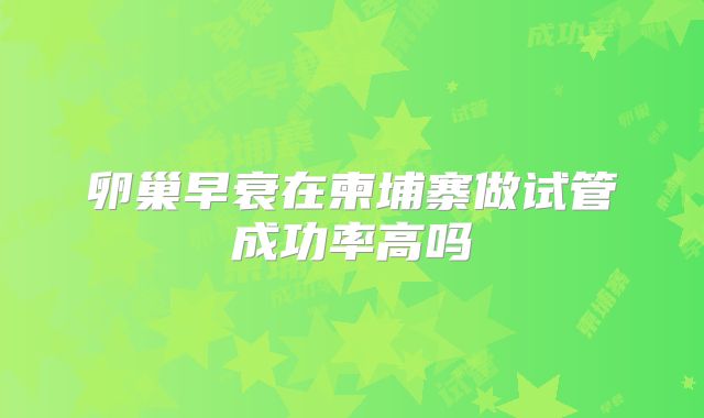 卵巢早衰在柬埔寨做试管成功率高吗
