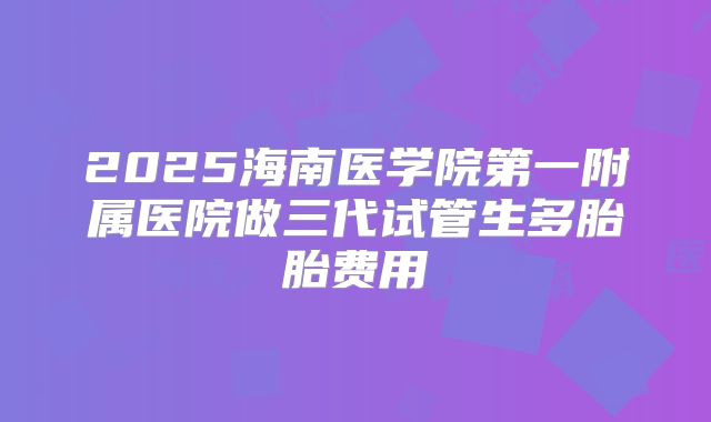 2025海南医学院第一附属医院做三代试管生多胎胎费用