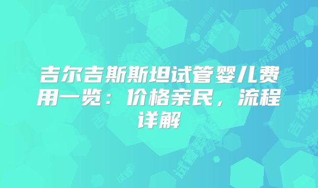 吉尔吉斯斯坦试管婴儿费用一览:价格亲民,流程详解
