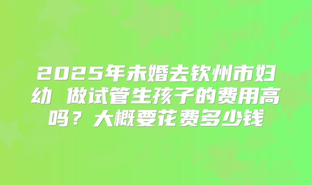 2025年未婚去钦州市妇幼 做试管生孩子的费用高吗?大概要花费多少钱