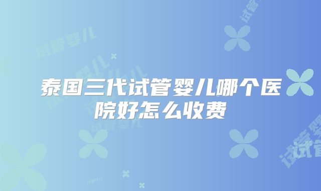 泰国三代试管婴儿哪个医院好怎么收费