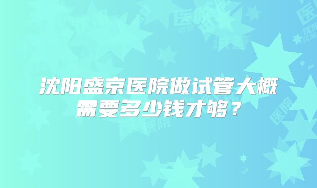 沈阳盛京医院做试管大概需要多少钱才够？