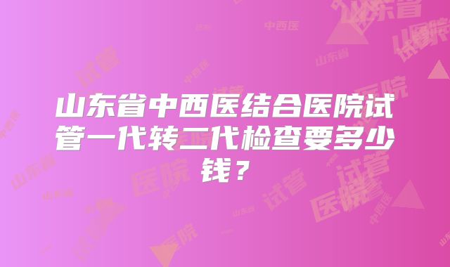 山东省中西医结合医院试管一代转二代检查要多少钱?