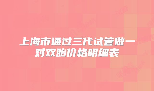 上海市通过三代试管做一对双胎价格明细表