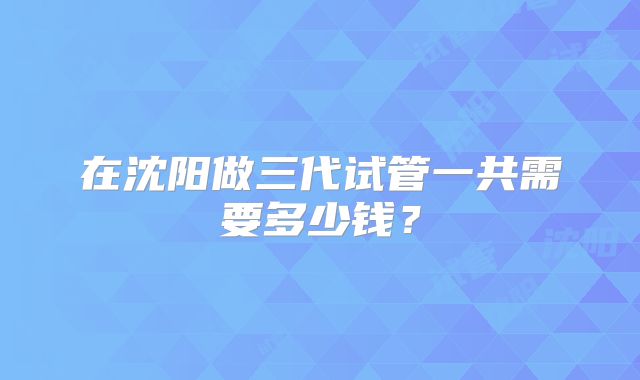 在沈阳做三代试管一共需要多少钱？