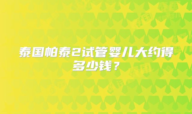 泰国帕泰2试管婴儿大约得多少钱？