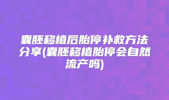 囊胚移植后胎停补救方法分享(囊胚移植胎停会自然流产吗)