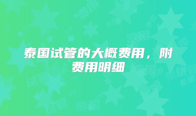 泰国试管的大概费用，附费用明细