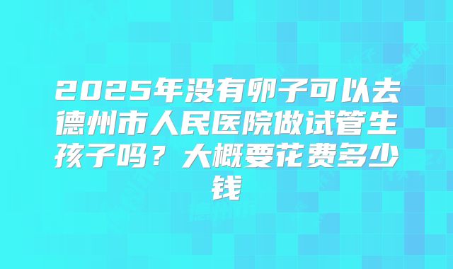 2025年没有卵子可以去德州市人民医院做试管生孩子吗？大概要花费多少钱