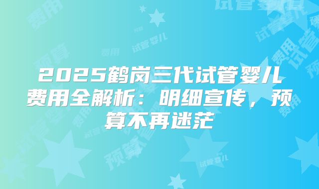 2025鹤岗三代试管婴儿费用全解析:明细宣传,预算不再迷茫
