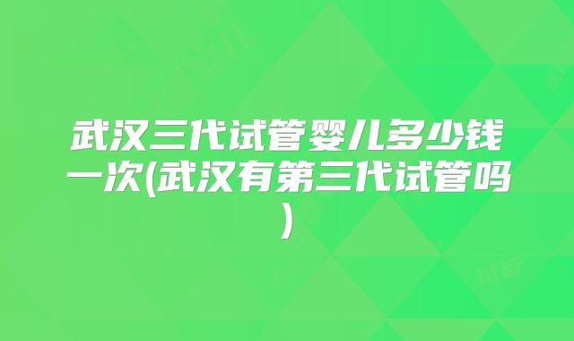 武汉三代试管婴儿多少钱一次(武汉有第三代试管吗)