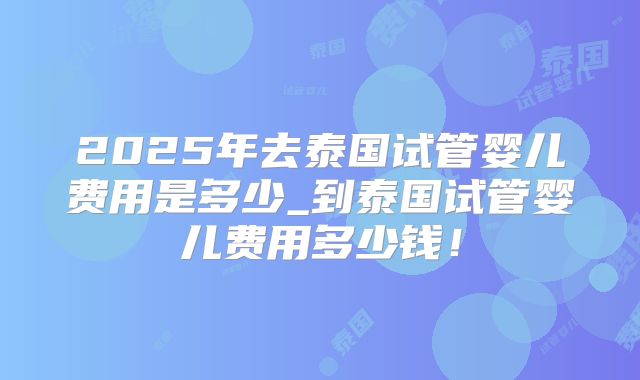 2025年去泰国试管婴儿费用是多少_到泰国试管婴儿费用多少钱！