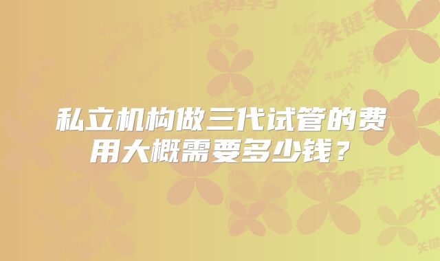 私立机构做三代试管的费用大概需要多少钱？