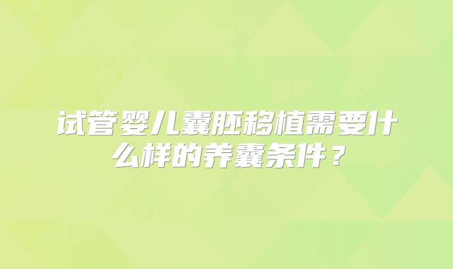 试管婴儿囊胚移植需要什么样的养囊条件？
