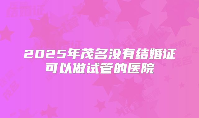 2025年茂名没有结婚证可以做试管的医院