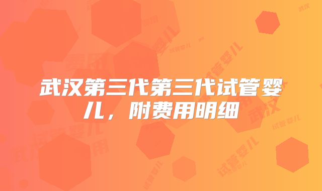 武汉第三代第三代试管婴儿,附费用明细