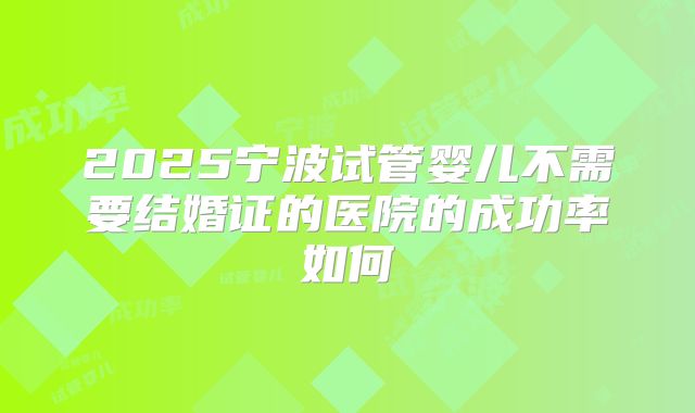 2025宁波试管婴儿不需要结婚证的医院的成功率如何