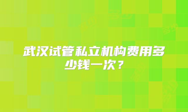 武汉试管私立机构费用多少钱一次？