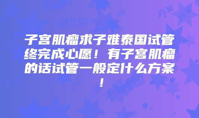 子宫肌瘤求子难泰国试管终完成心愿！有子宫肌瘤的话试管一般定什么方案！