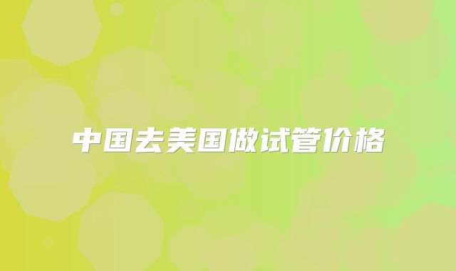 中国去美国做试管价格