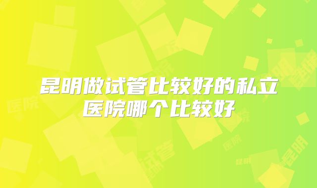 昆明做试管比较好的私立医院哪个比较好
