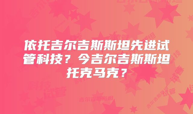 依托吉尔吉斯斯坦先进试管科技？今吉尔吉斯斯坦托克马克？