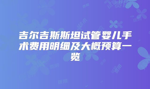 吉尔吉斯斯坦试管婴儿手术费用明细及大概预算一览