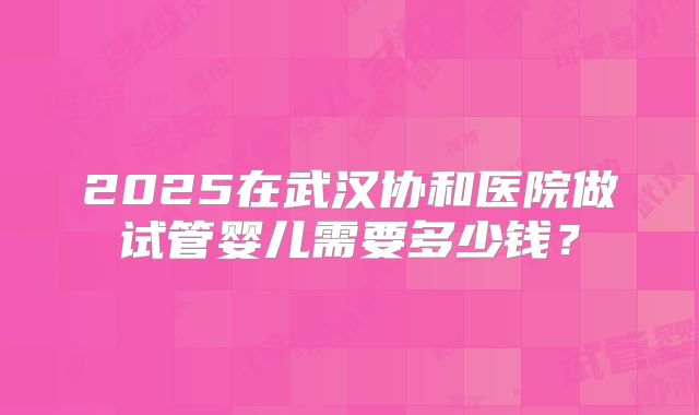 2025在武汉协和医院做试管婴儿需要多少钱？