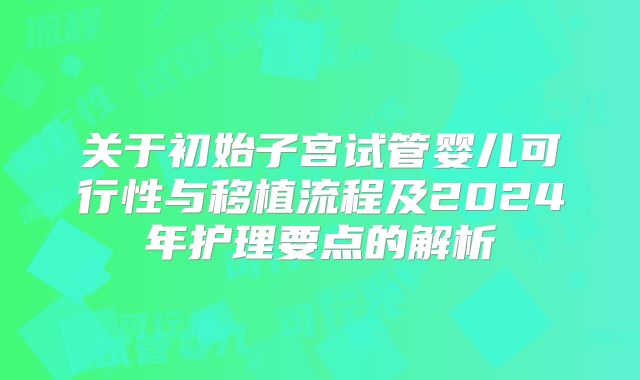 关于初始子宫试管婴儿可行性与移植流程及2024年护理要点的解析