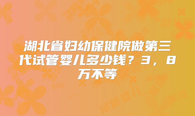 湖北省妇幼保健院做第三代试管婴儿多少钱？3，8万不等