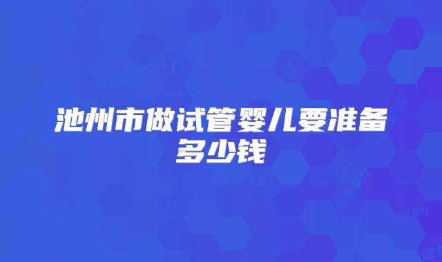 池州市做试管婴儿要准备多少钱