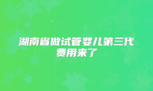 湖南省做试管婴儿第三代费用来了