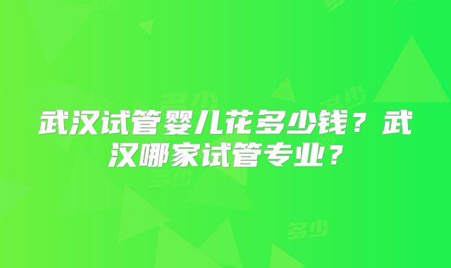 武汉试管婴儿花多少钱？武汉哪家试管专业？