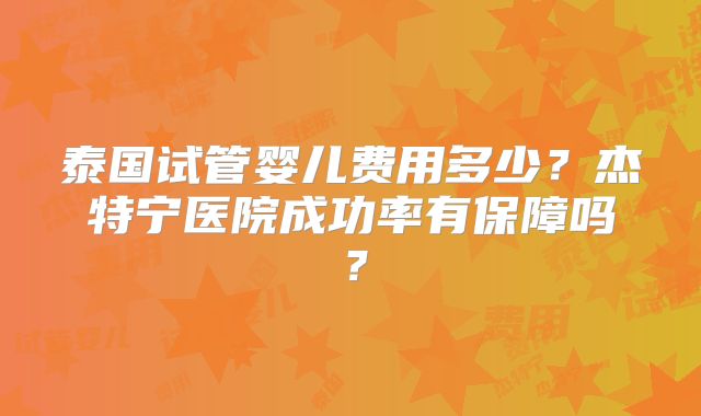 泰国试管婴儿费用多少？杰特宁医院成功率有保障吗？