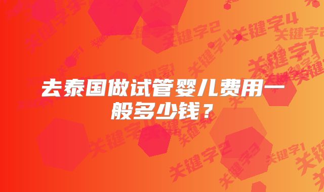 去泰国做试管婴儿费用一般多少钱？
