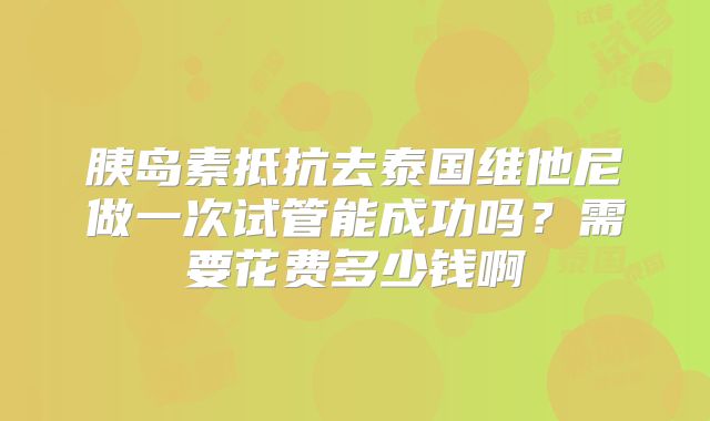 胰岛素抵抗去泰国维他尼做一次试管能成功吗？需要花费多少钱啊
