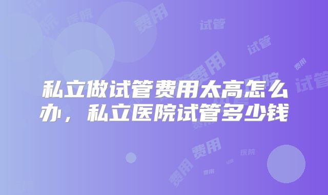 私立做试管费用太高怎么办，私立医院试管多少钱