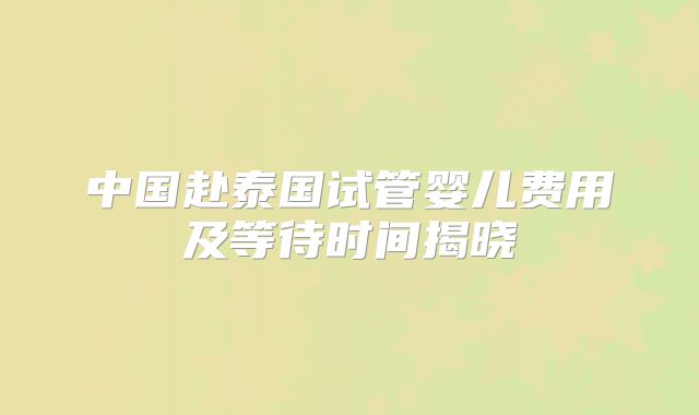 中国赴泰国试管婴儿费用及等待时间揭晓