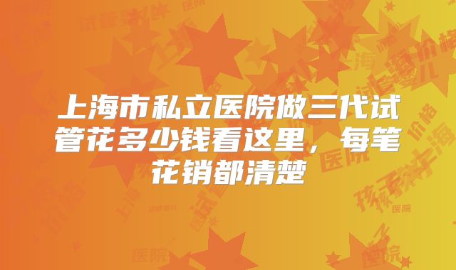 上海市私立医院做三代试管花多少钱看这里,每笔花销都清楚