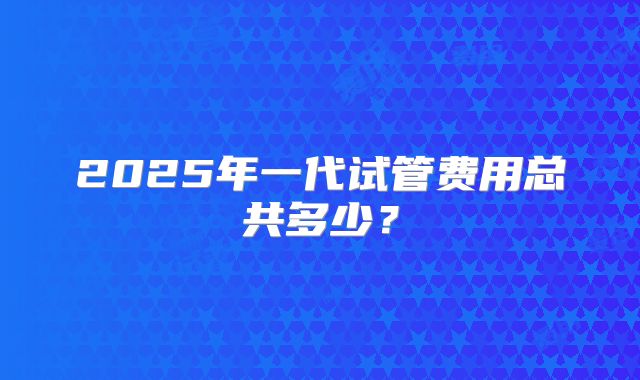 2025年一代试管费用总共多少？