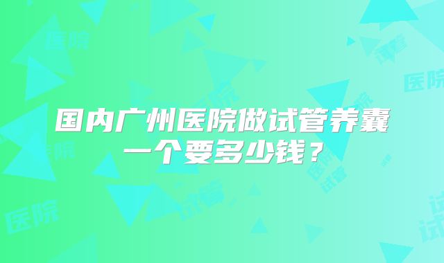 国内广州医院做试管养囊一个要多少钱？