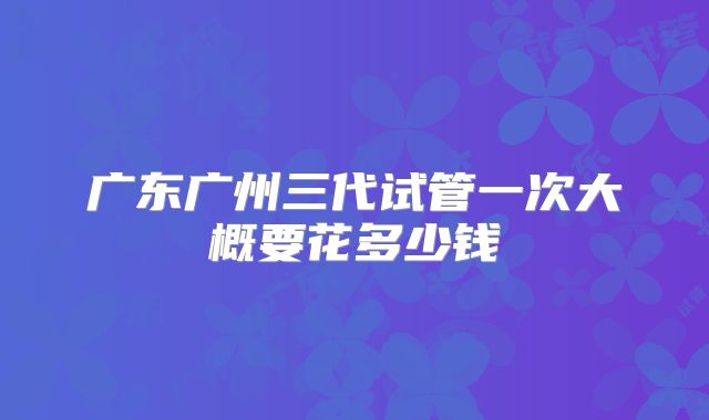 广东广州三代试管一次大概要花多少钱