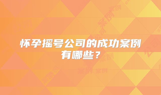 怀孕摇号公司的成功案例有哪些？