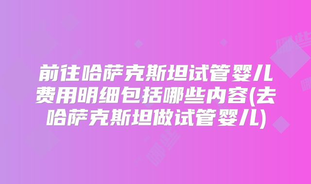 前往哈萨克斯坦试管婴儿费用明细包括哪些内容(去哈萨克斯坦做试管婴儿)