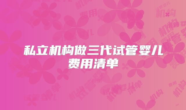 私立机构做三代试管婴儿费用清单