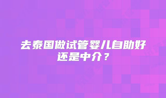 去泰国做试管婴儿自助好还是中介？