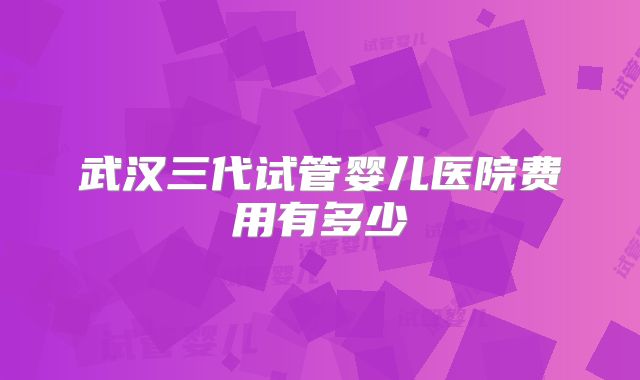 武汉三代试管婴儿医院费用有多少