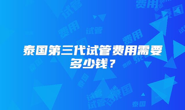 泰国第三代试管费用需要多少钱？