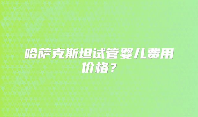 哈萨克斯坦试管婴儿费用价格?
