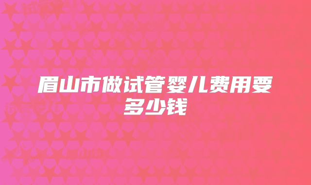 眉山市做试管婴儿费用要多少钱